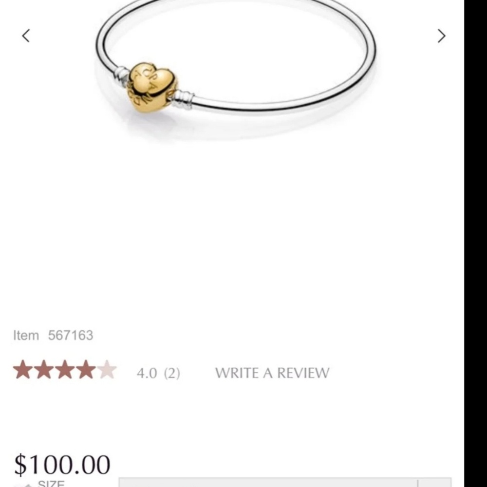 Silver Pandora Bangle with Gold color Heart Clasp